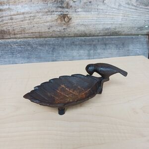 Bird Trinket Tray Key Dish Catch All Soap Holder Ashtray Feeder Cast Iron Patina
